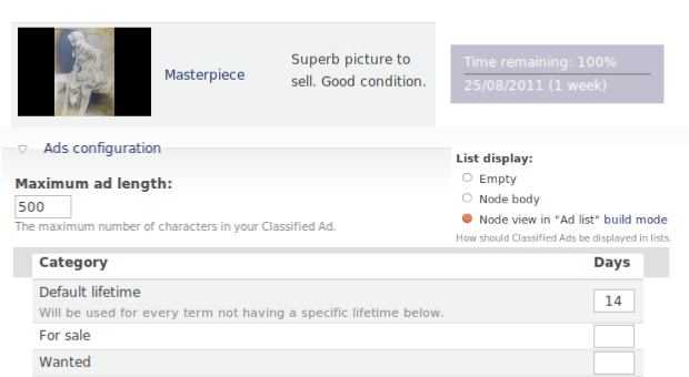 Illustrations des nouveautés de Classified Ads 3.0 RC1